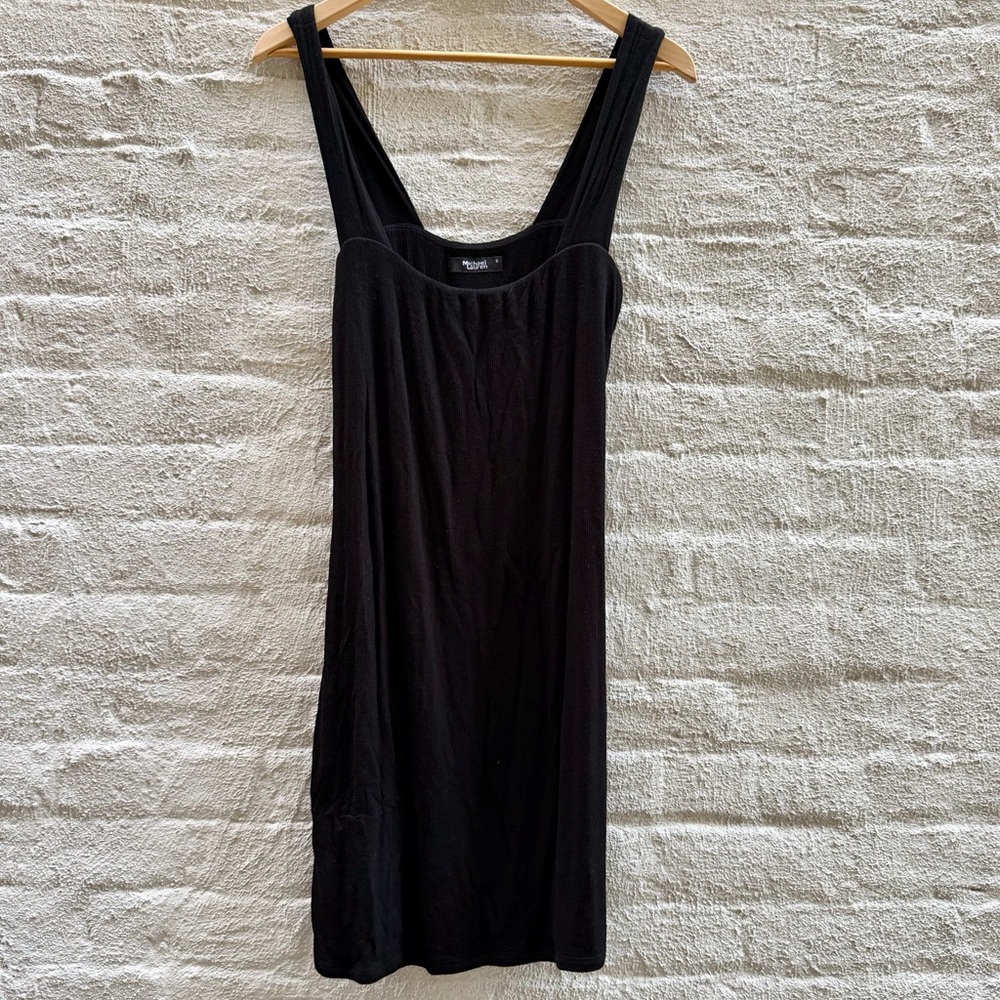 Michael Lauren Tony Ribbed Dress Black Sz S
